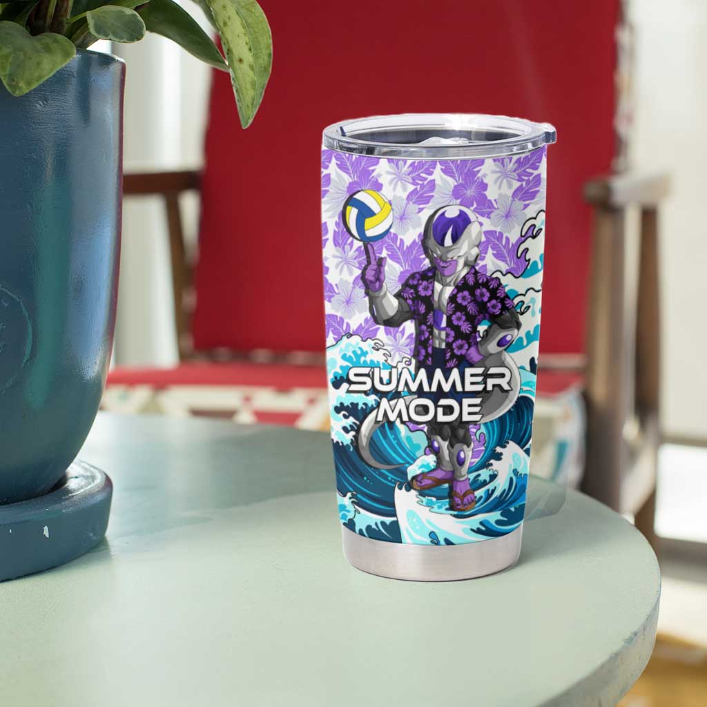 Frieza Dragon Ball Summer Theme Tumbler Cup with Volleyball Floral Shirt and Shenron Tropical Design - The Mazicc