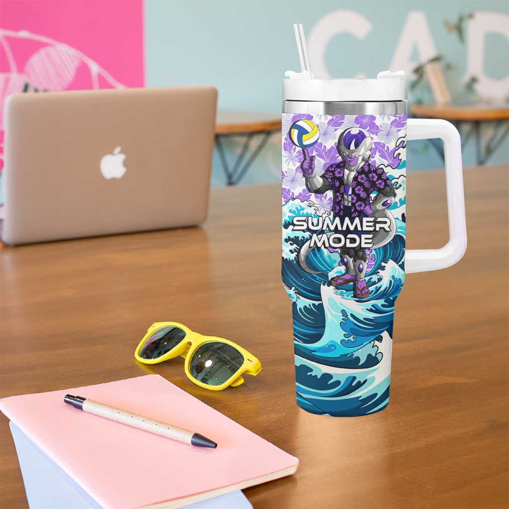 Frieza Dragon Ball Summer Theme Tumbler With Handle with Volleyball Floral Shirt and Shenron Tropical Design - The Mazicc