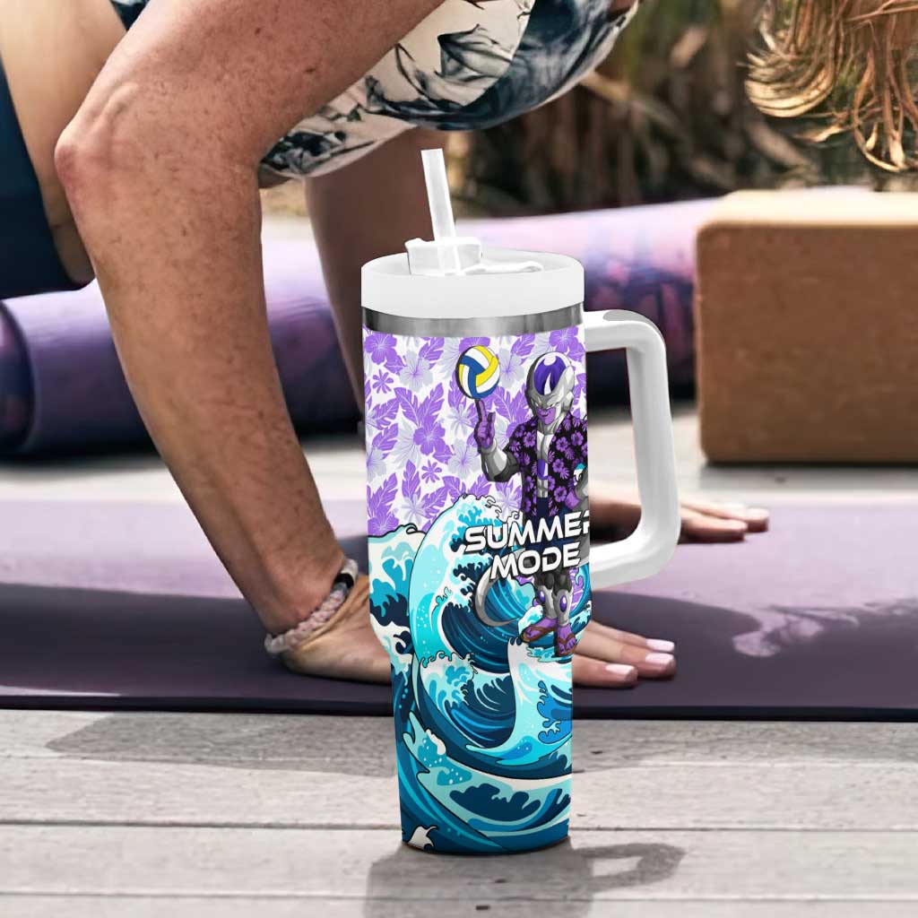 Frieza Dragon Ball Summer Theme Tumbler With Handle with Volleyball Floral Shirt and Shenron Tropical Design - The Mazicc
