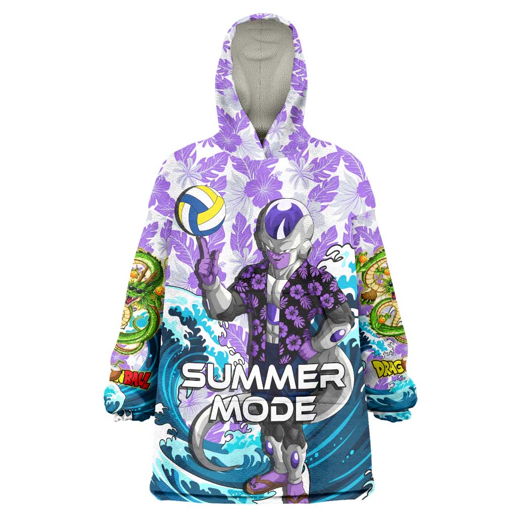 Frieza Dragon Ball Summer Theme Wearable Blanket Hoodie with Volleyball Floral Shirt and Shenron Tropical Design - The Mazicc