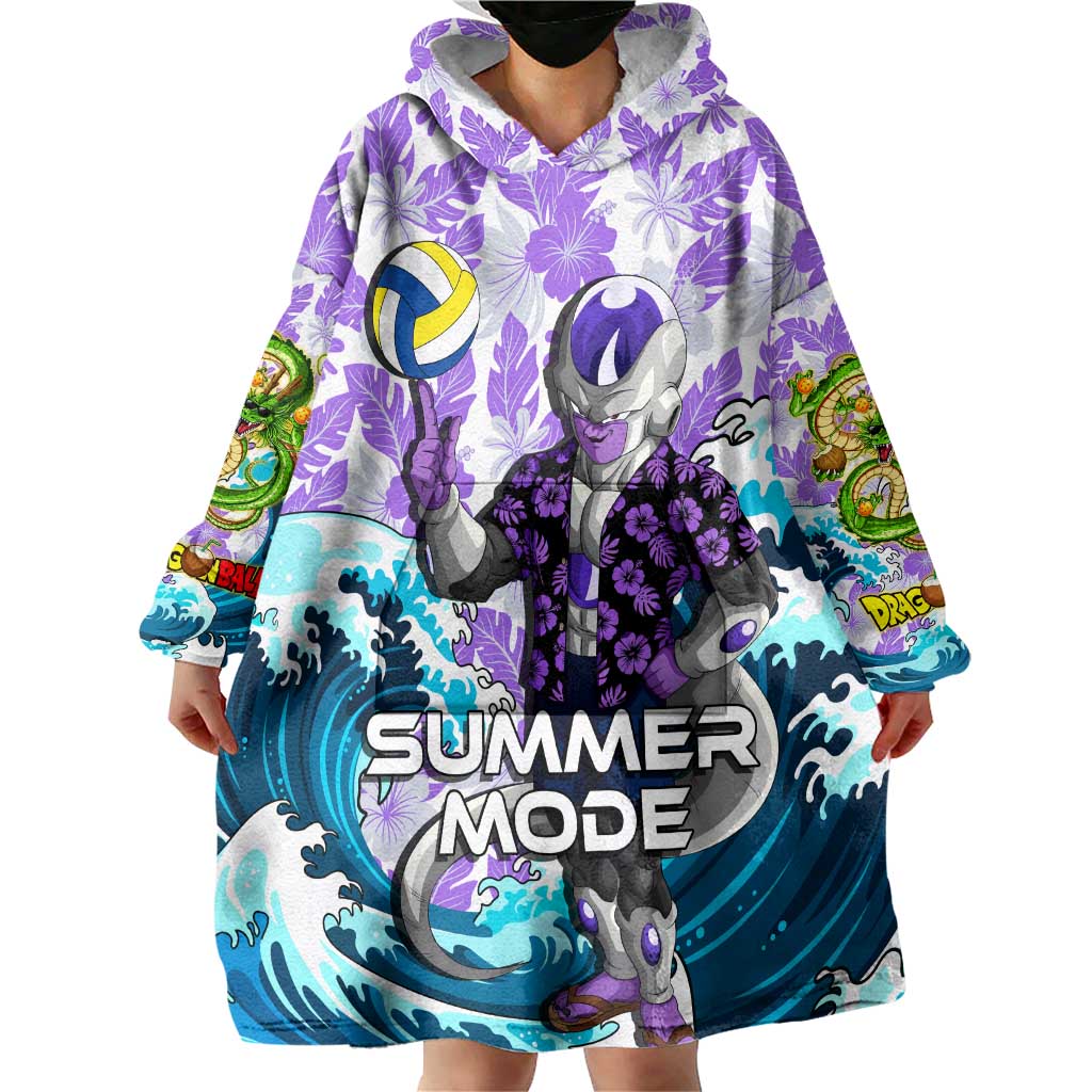 Frieza Dragon Ball Summer Theme Wearable Blanket Hoodie with Volleyball Floral Shirt and Shenron Tropical Design - The Mazicc