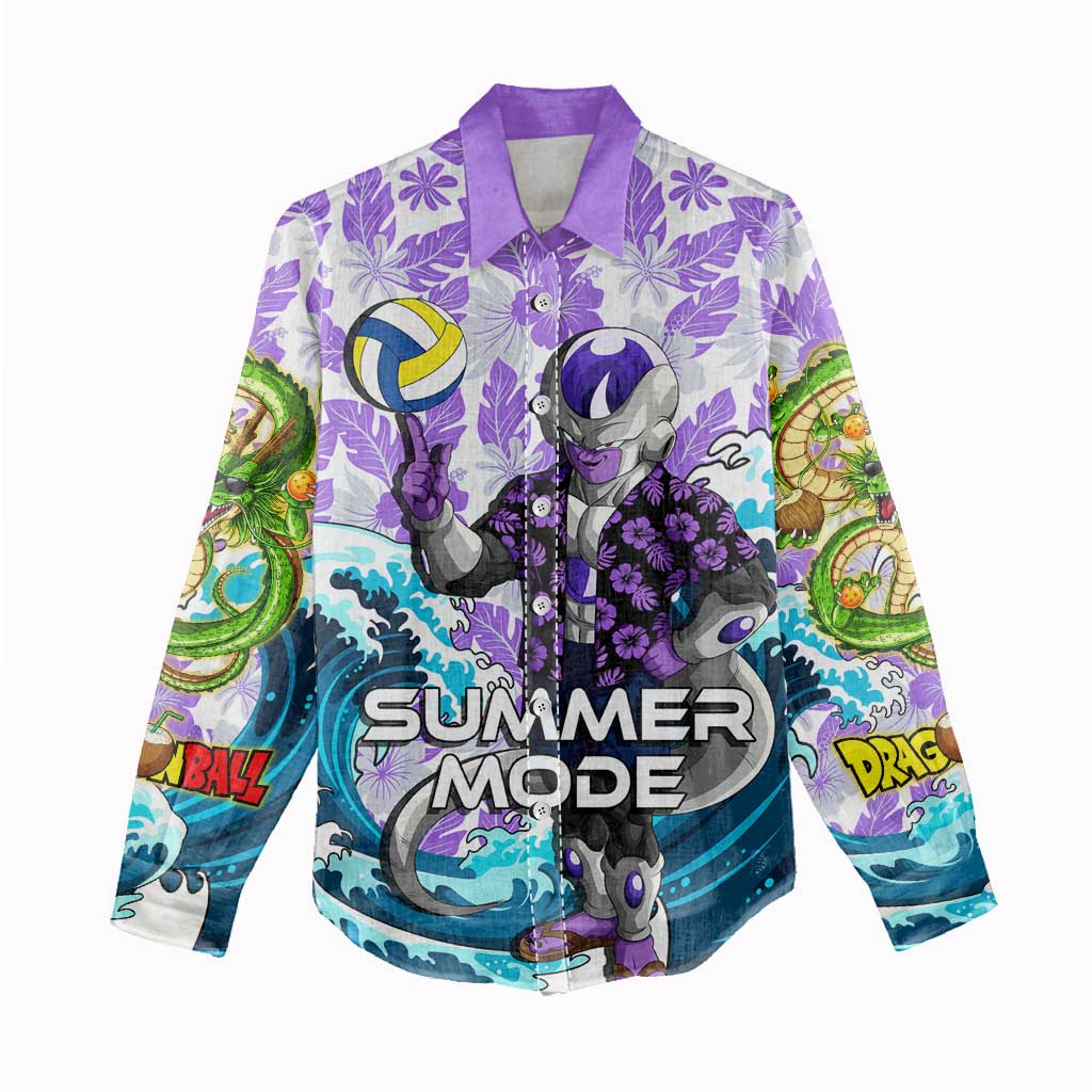 Frieza Dragon Ball Summer Theme Women Casual Shirt with Volleyball Floral Shirt and Shenron Tropical Design - The Mazicc