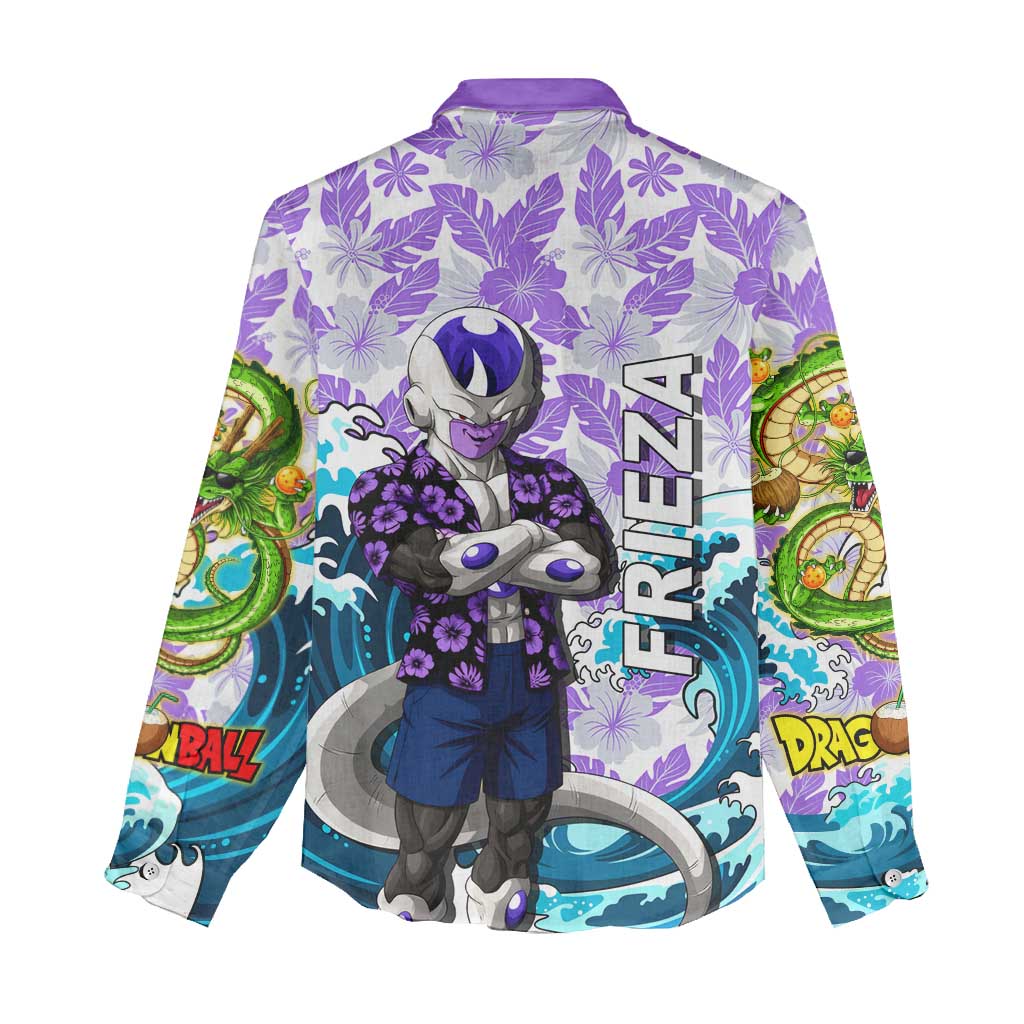 Frieza Dragon Ball Summer Theme Women Casual Shirt with Volleyball Floral Shirt and Shenron Tropical Design - The Mazicc