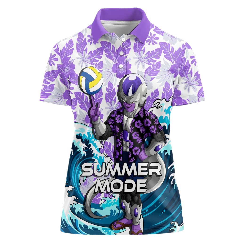 Frieza Dragon Ball Summer Theme Women Polo Shirt with Volleyball Floral Shirt and Shenron Tropical Design - The Mazicc