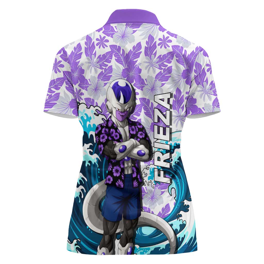 Frieza Dragon Ball Summer Theme Women Polo Shirt with Volleyball Floral Shirt and Shenron Tropical Design - The Mazicc