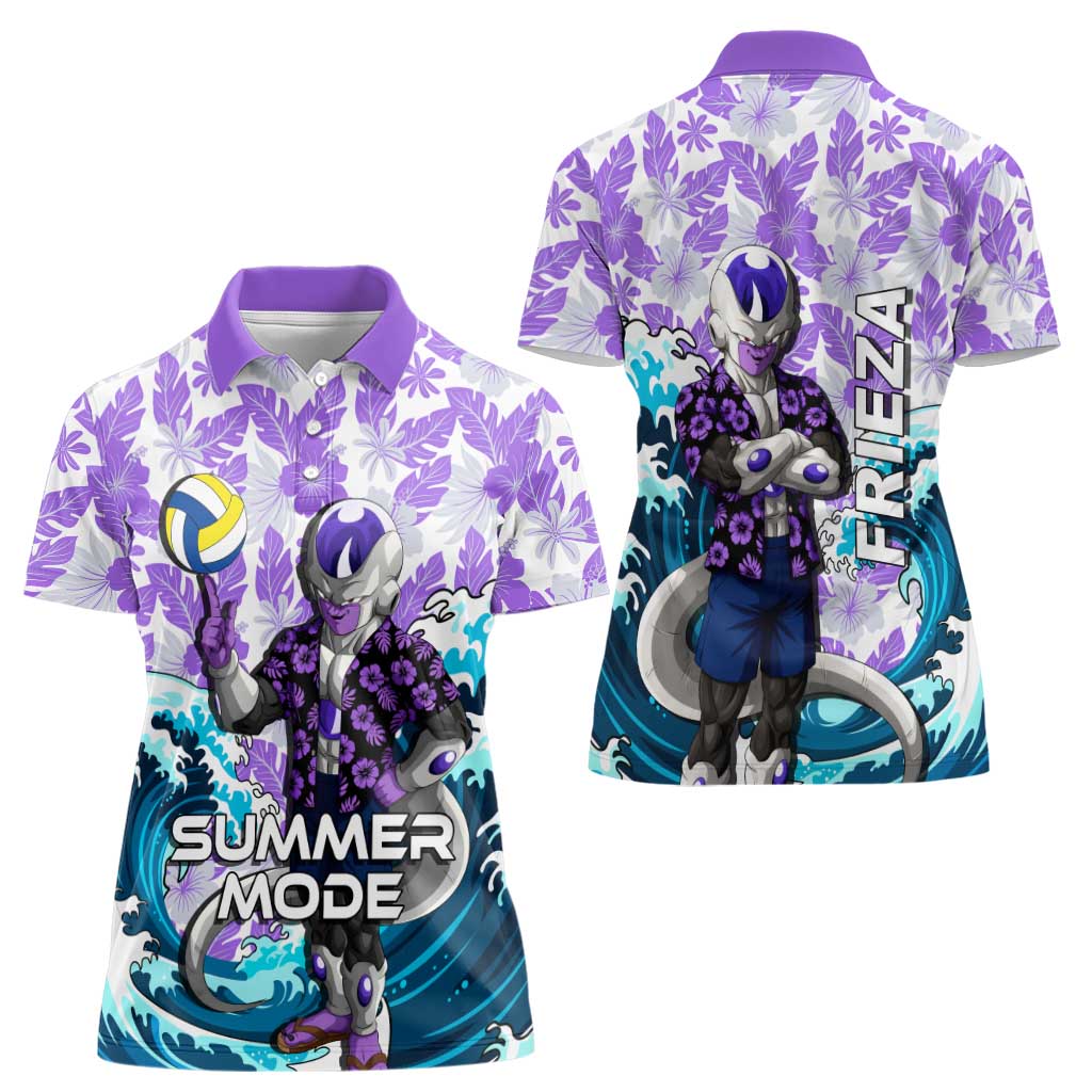 Frieza Dragon Ball Summer Theme Women Polo Shirt with Volleyball Floral Shirt and Shenron Tropical Design - The Mazicc