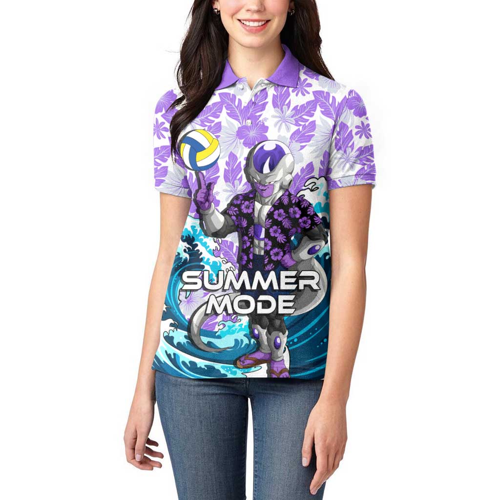 Frieza Dragon Ball Summer Theme Women Polo Shirt with Volleyball Floral Shirt and Shenron Tropical Design - The Mazicc