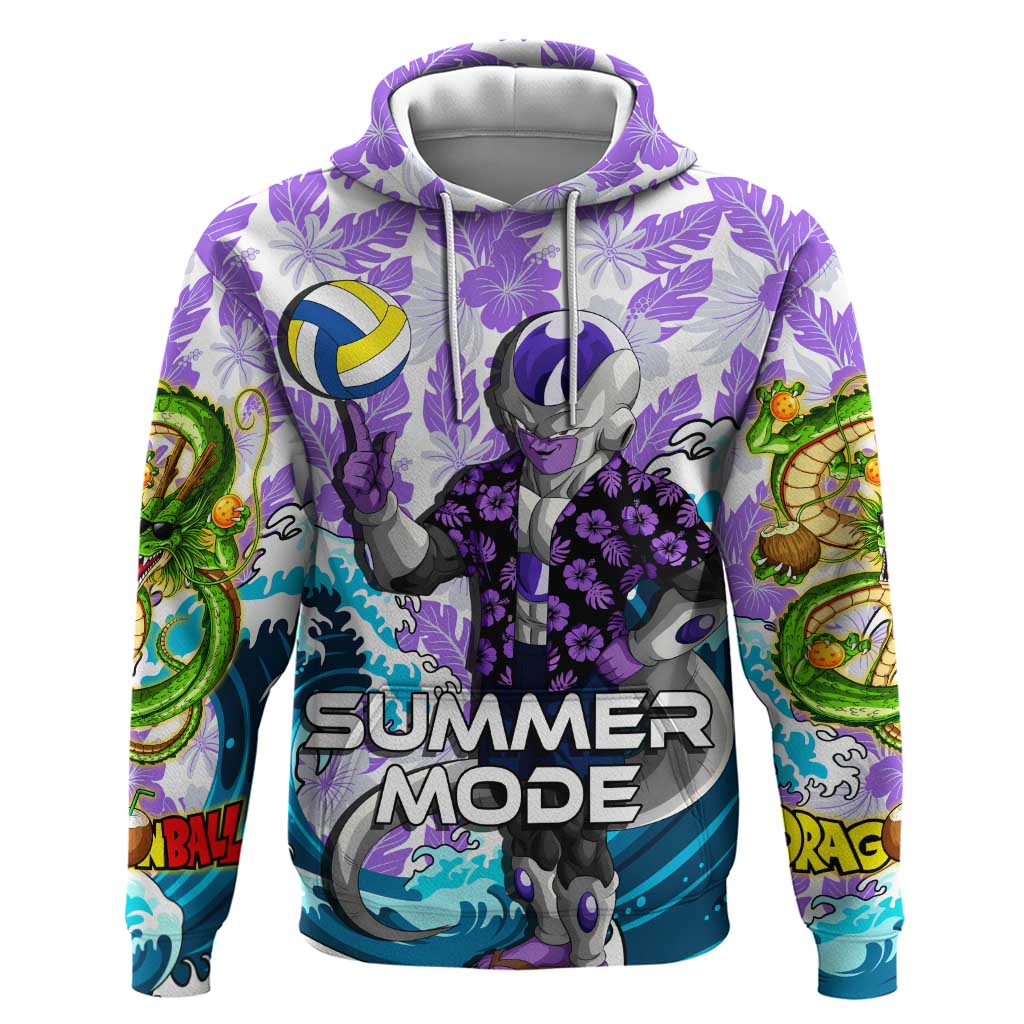 Frieza Dragon Ball Summer Theme Zip Hoodie with Volleyball Floral Shirt and Shenron Tropical Design - The Mazicc