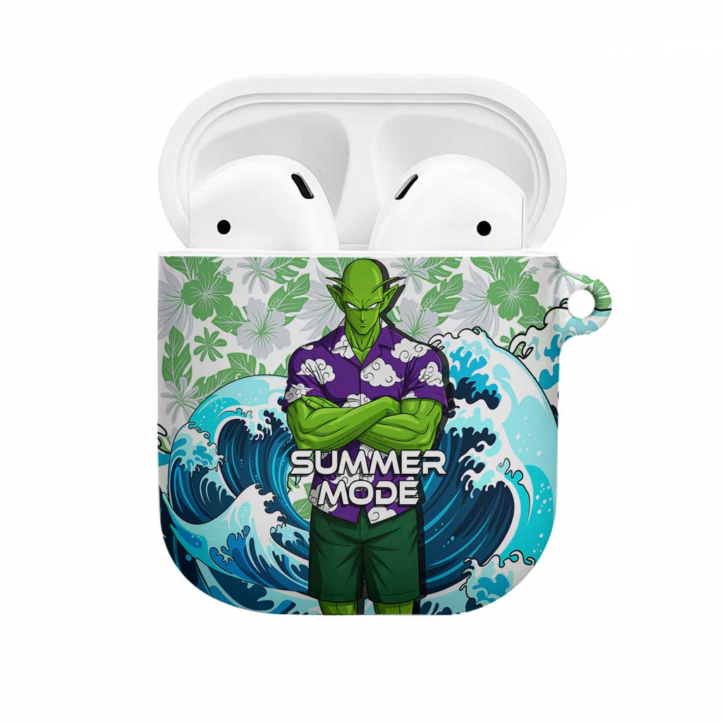 Piccolo Dragon Ball Summer Theme AirPods Case with Tropical Shirt Shenron Background and Ocean Wave Design - The Mazicc