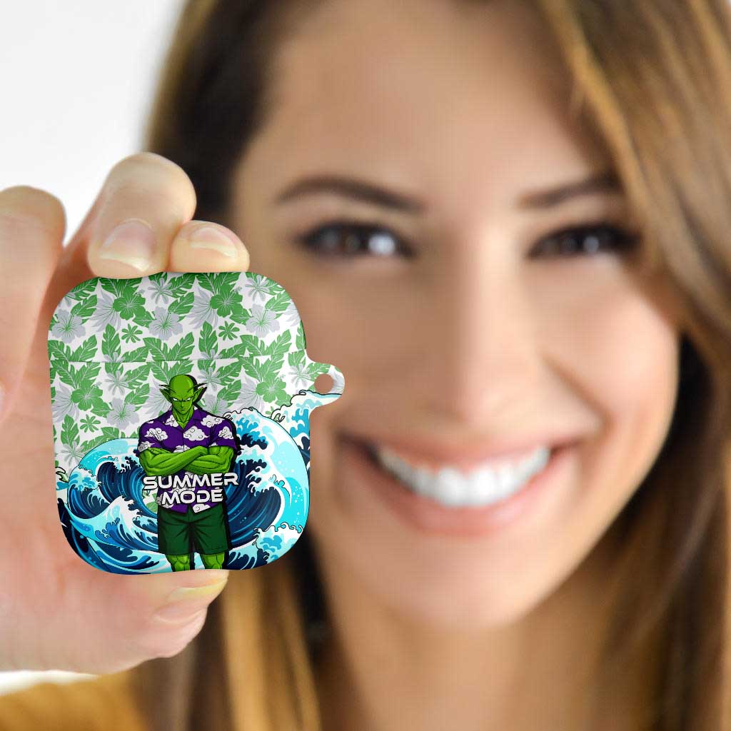 Piccolo Dragon Ball Summer Theme AirPods Case with Tropical Shirt Shenron Background and Ocean Wave Design - The Mazicc
