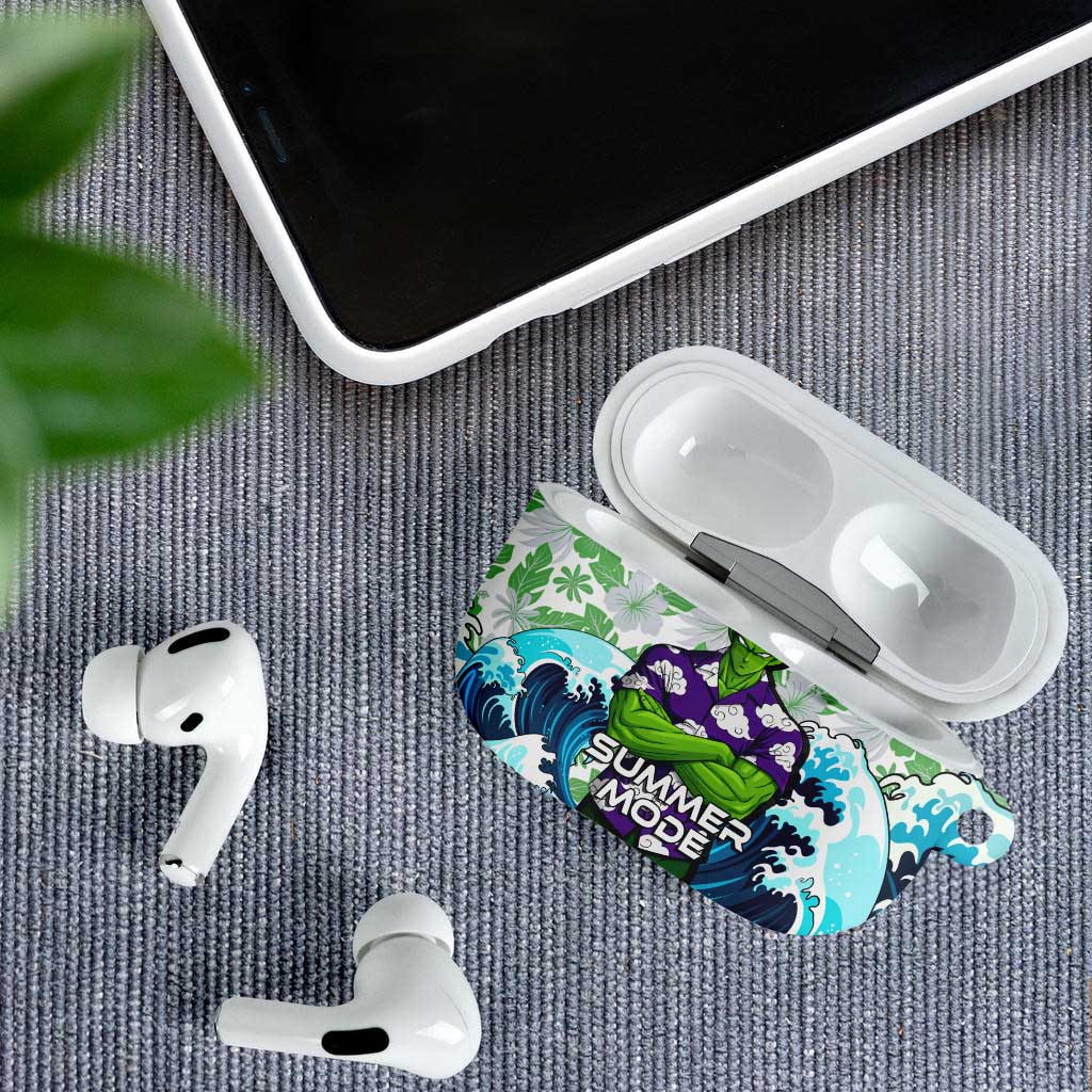 Piccolo Dragon Ball Summer Theme AirPods Case with Tropical Shirt Shenron Background and Ocean Wave Design - The Mazicc