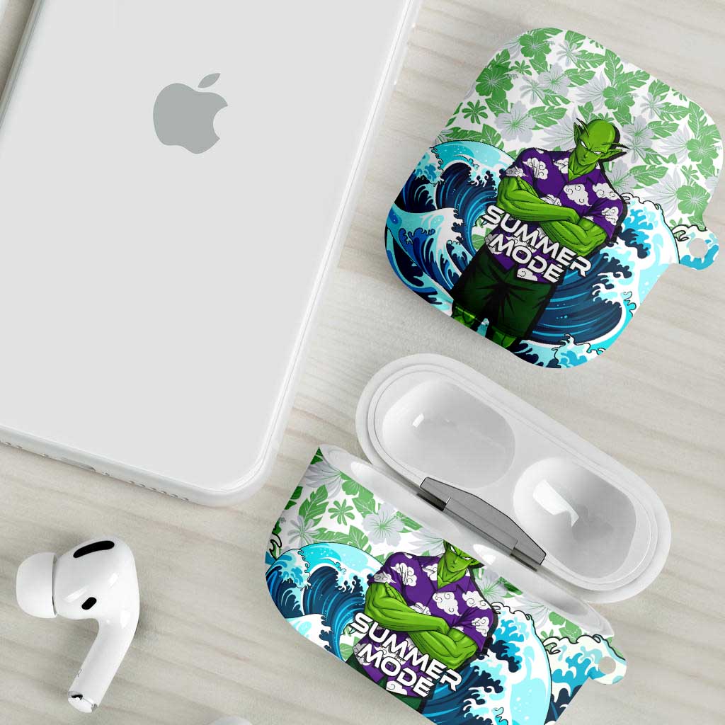 Piccolo Dragon Ball Summer Theme AirPods Case with Tropical Shirt Shenron Background and Ocean Wave Design - The Mazicc