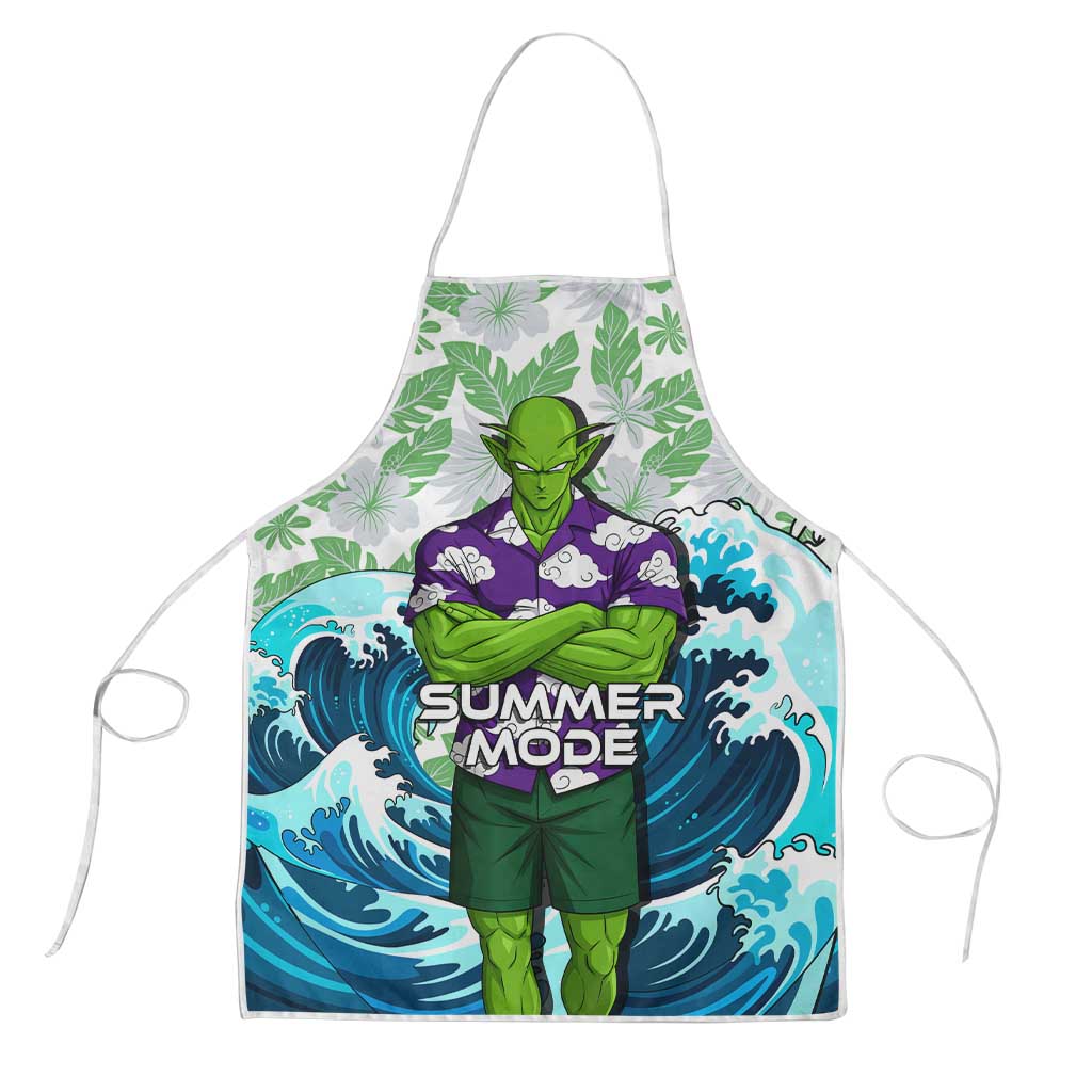 Piccolo Dragon Ball Summer Theme Apron with Tropical Shirt Shenron Background and Ocean Wave Design - The Mazicc