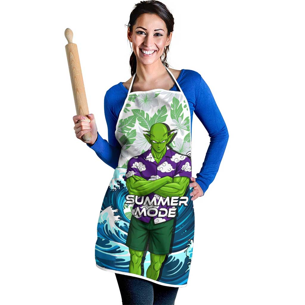 Piccolo Dragon Ball Summer Theme Apron with Tropical Shirt Shenron Background and Ocean Wave Design - The Mazicc