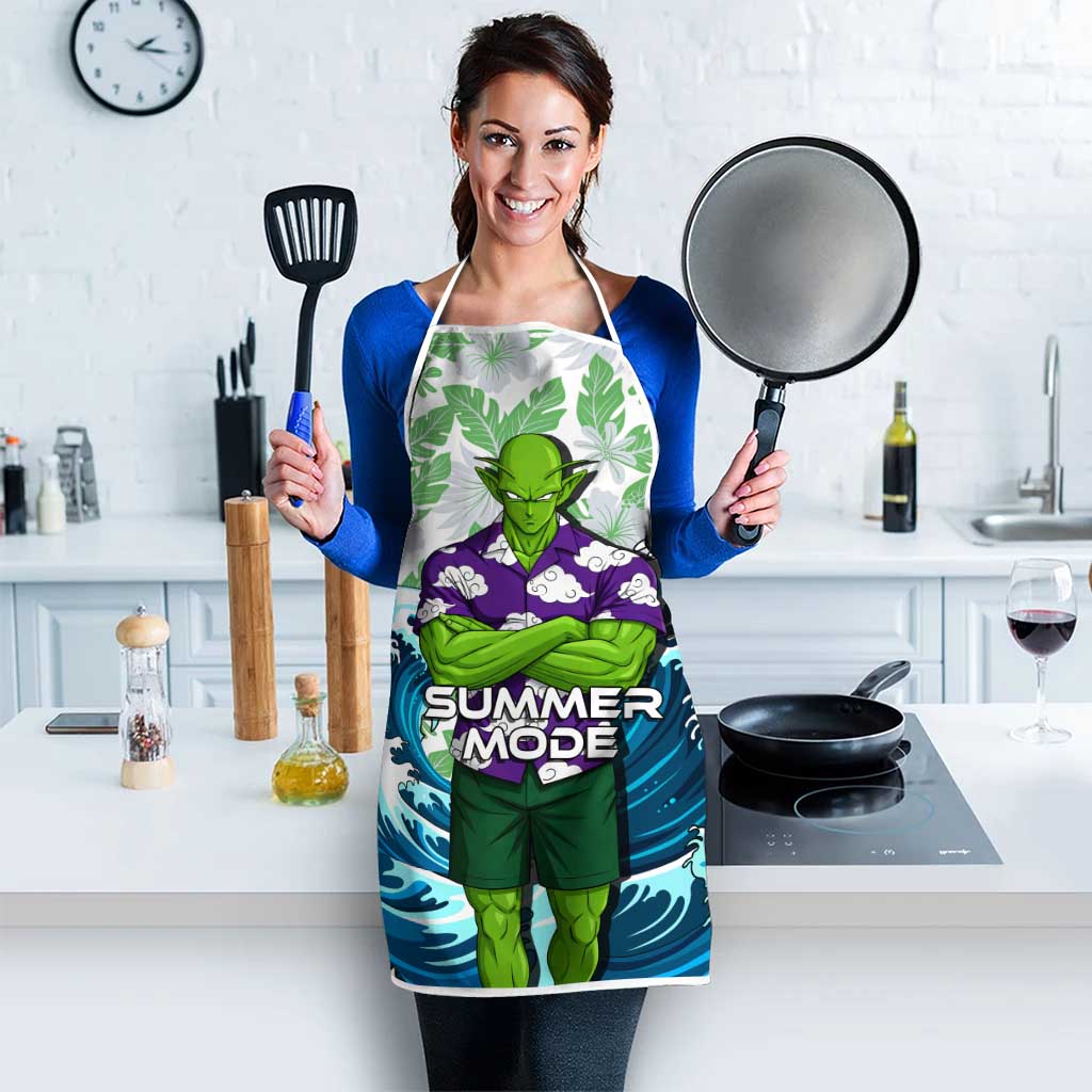 Piccolo Dragon Ball Summer Theme Apron with Tropical Shirt Shenron Background and Ocean Wave Design - The Mazicc