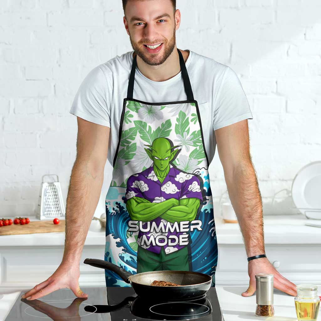 Piccolo Dragon Ball Summer Theme Apron with Tropical Shirt Shenron Background and Ocean Wave Design - The Mazicc