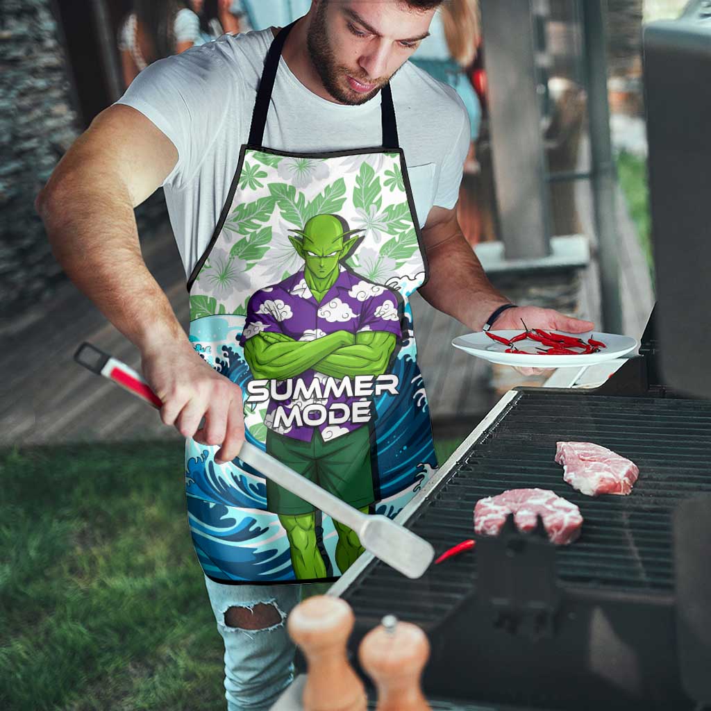 Piccolo Dragon Ball Summer Theme Apron with Tropical Shirt Shenron Background and Ocean Wave Design - The Mazicc