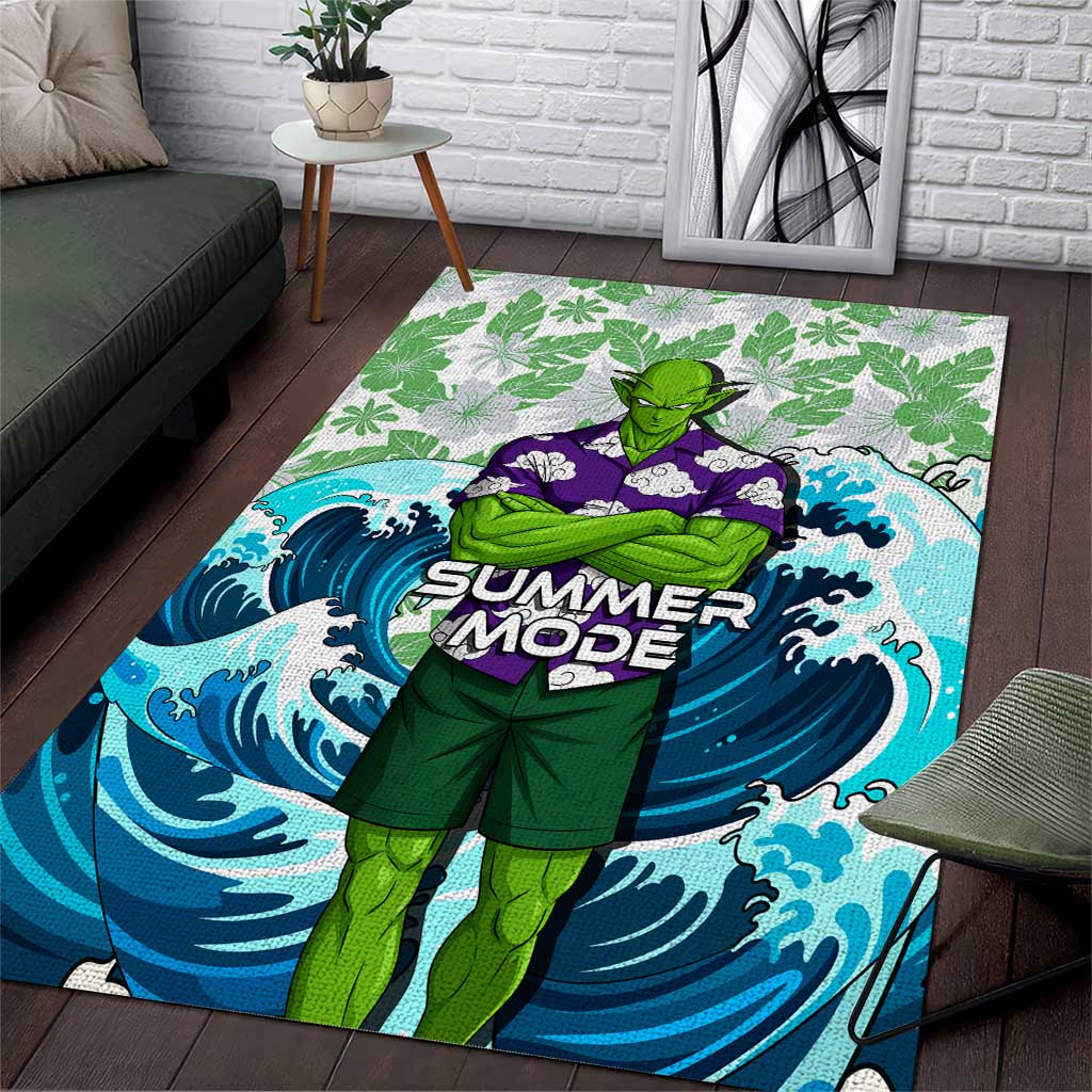 Piccolo Dragon Ball Summer Theme Area Rug with Tropical Shirt Shenron Background and Ocean Wave Design - The Mazicc