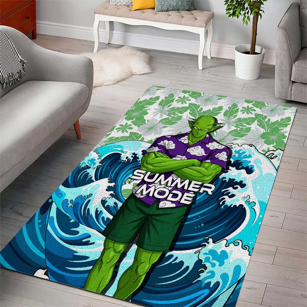 Piccolo Dragon Ball Summer Theme Area Rug with Tropical Shirt Shenron Background and Ocean Wave Design - The Mazicc