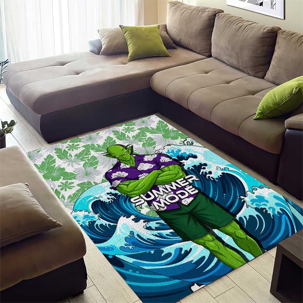Piccolo Dragon Ball Summer Theme Area Rug with Tropical Shirt Shenron Background and Ocean Wave Design - The Mazicc