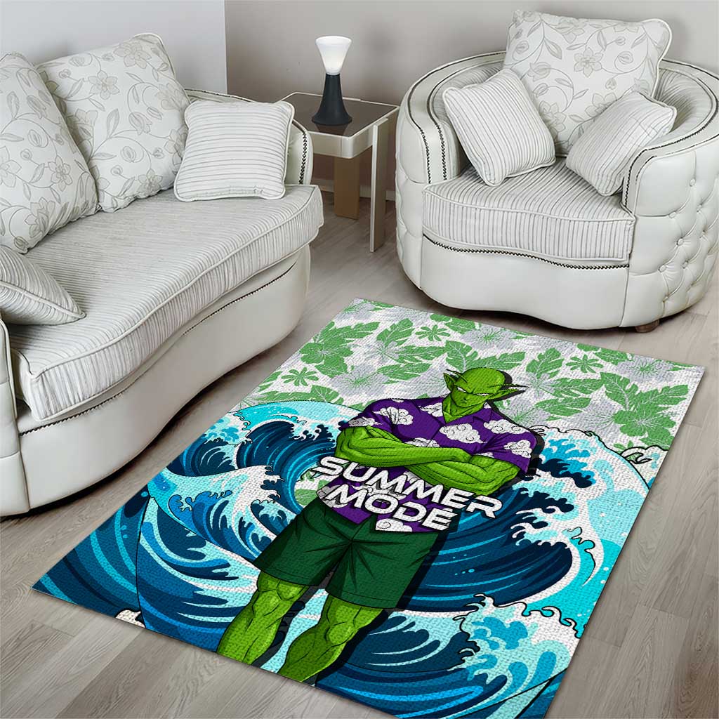 Piccolo Dragon Ball Summer Theme Area Rug with Tropical Shirt Shenron Background and Ocean Wave Design - The Mazicc