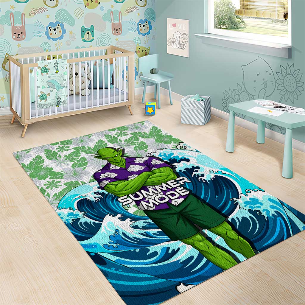 Piccolo Dragon Ball Summer Theme Area Rug with Tropical Shirt Shenron Background and Ocean Wave Design - The Mazicc