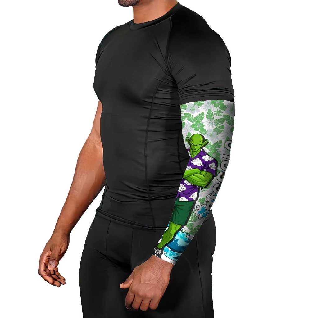 Piccolo Dragon Ball Summer Theme Arm Sleeves with Tropical Shirt Shenron Background and Ocean Wave Design - The Mazicc