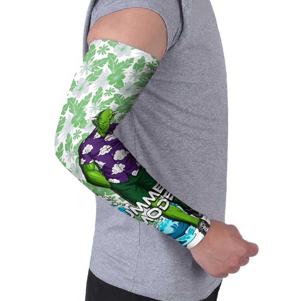 Piccolo Dragon Ball Summer Theme Arm Sleeves with Tropical Shirt Shenron Background and Ocean Wave Design - The Mazicc