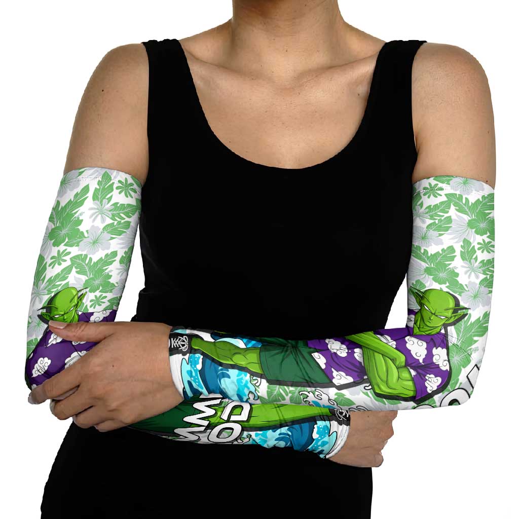 Piccolo Dragon Ball Summer Theme Arm Sleeves with Tropical Shirt Shenron Background and Ocean Wave Design - The Mazicc