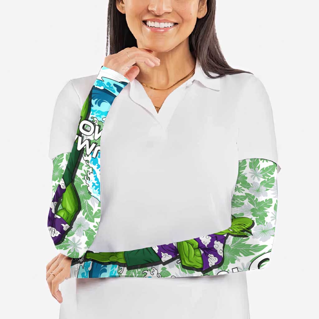 Piccolo Dragon Ball Summer Theme Arm Sleeves with Tropical Shirt Shenron Background and Ocean Wave Design - The Mazicc