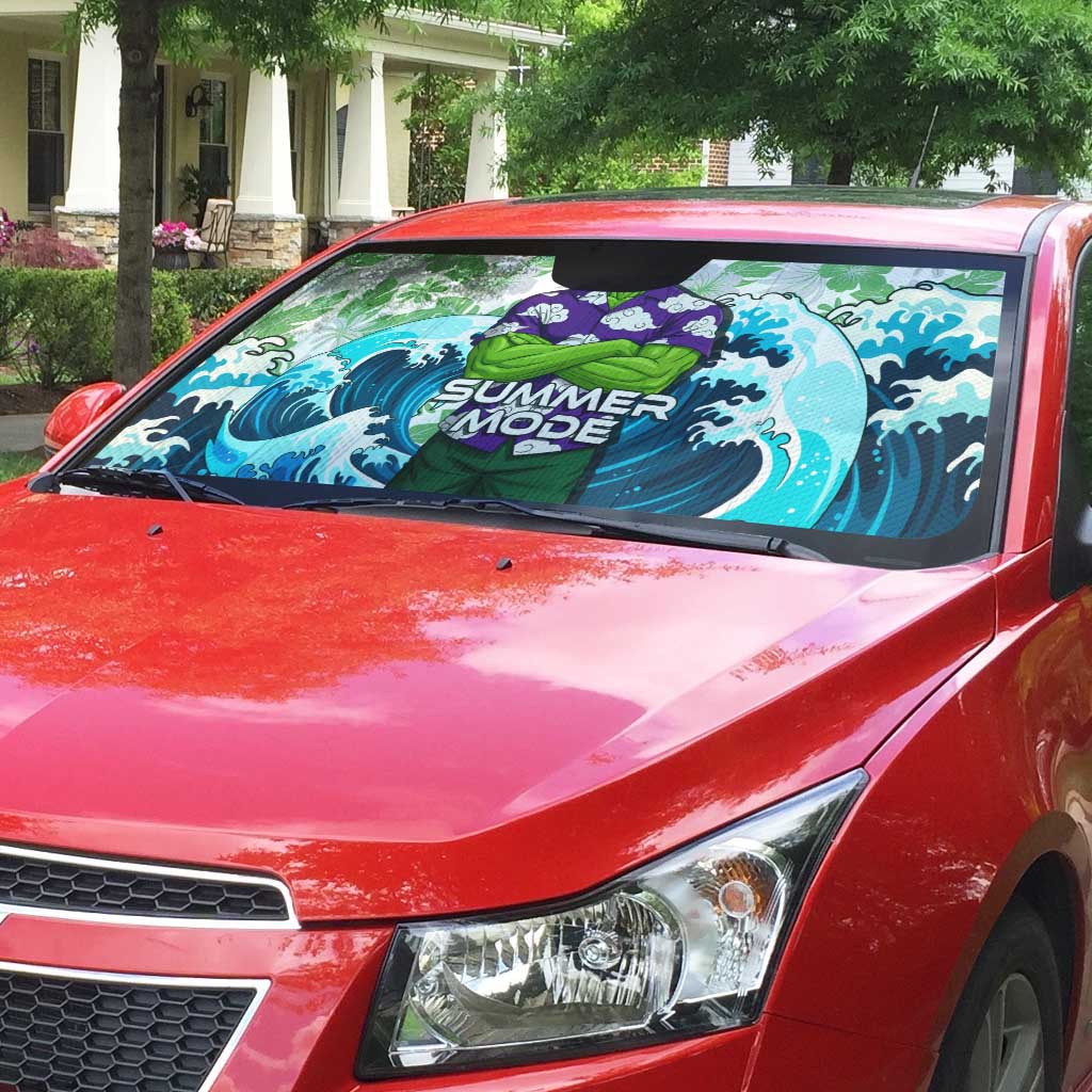 Piccolo Dragon Ball Summer Theme Auto Sun Shade with Tropical Shirt Shenron Background and Ocean Wave Design - The Mazicc