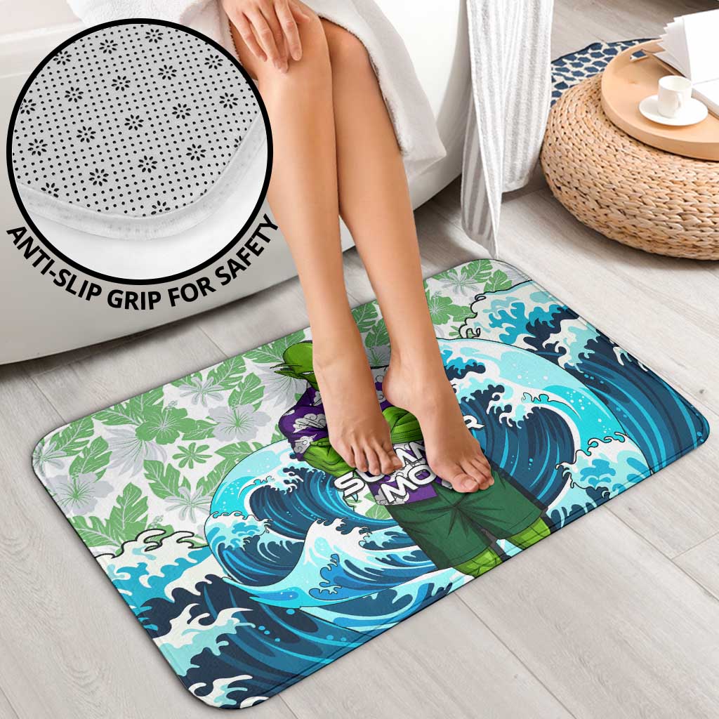 Piccolo Dragon Ball Summer Theme Bathroom Set with Tropical Shirt Shenron Background and Ocean Wave Design - The Mazicc