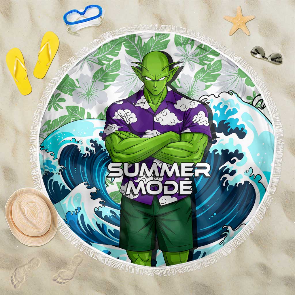 Piccolo Dragon Ball Summer Theme Beach Blanket with Tropical Shirt Shenron Background and Ocean Wave Design - The Mazicc