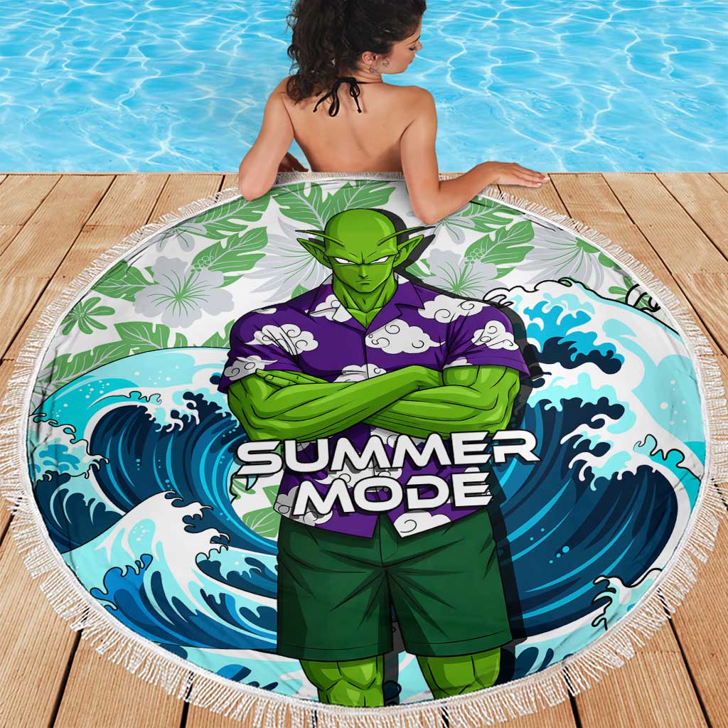 Piccolo Dragon Ball Summer Theme Beach Blanket with Tropical Shirt Shenron Background and Ocean Wave Design - The Mazicc