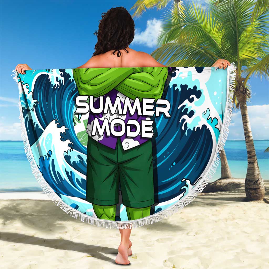 Piccolo Dragon Ball Summer Theme Beach Blanket with Tropical Shirt Shenron Background and Ocean Wave Design - The Mazicc