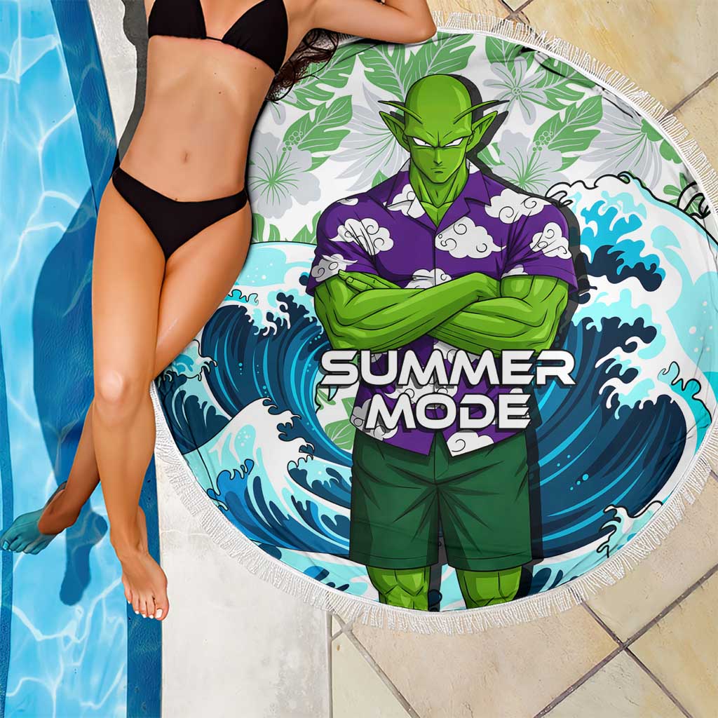 Piccolo Dragon Ball Summer Theme Beach Blanket with Tropical Shirt Shenron Background and Ocean Wave Design - The Mazicc