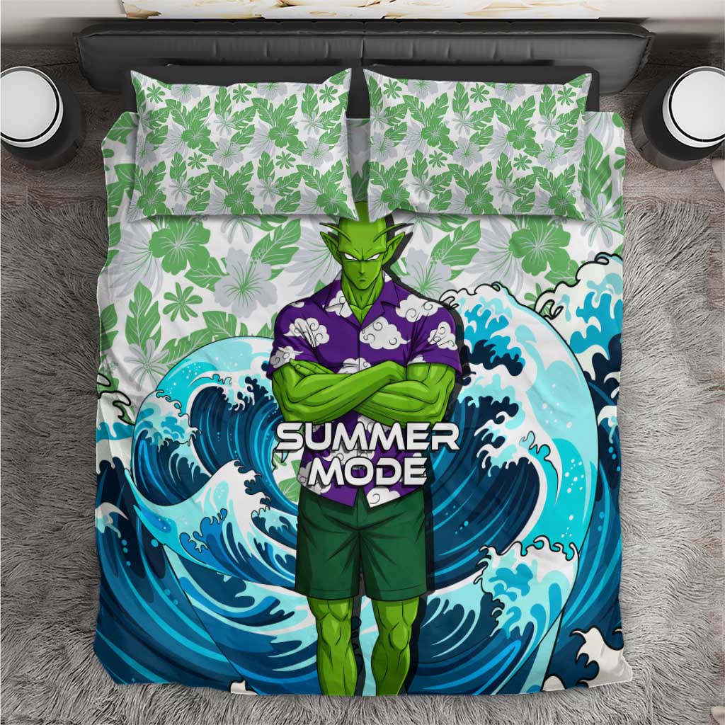 Piccolo Dragon Ball Summer Theme Bedding Set with Tropical Shirt Shenron Background and Ocean Wave Design - The Mazicc