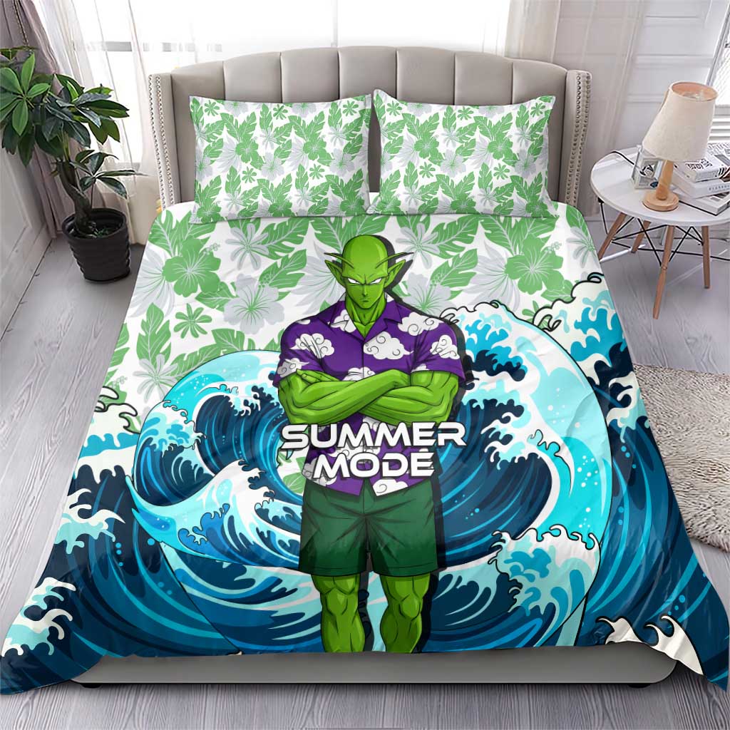 Piccolo Dragon Ball Summer Theme Bedding Set with Tropical Shirt Shenron Background and Ocean Wave Design - The Mazicc
