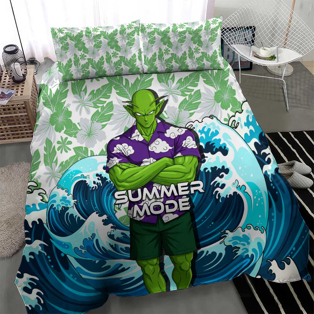 Piccolo Dragon Ball Summer Theme Bedding Set with Tropical Shirt Shenron Background and Ocean Wave Design - The Mazicc