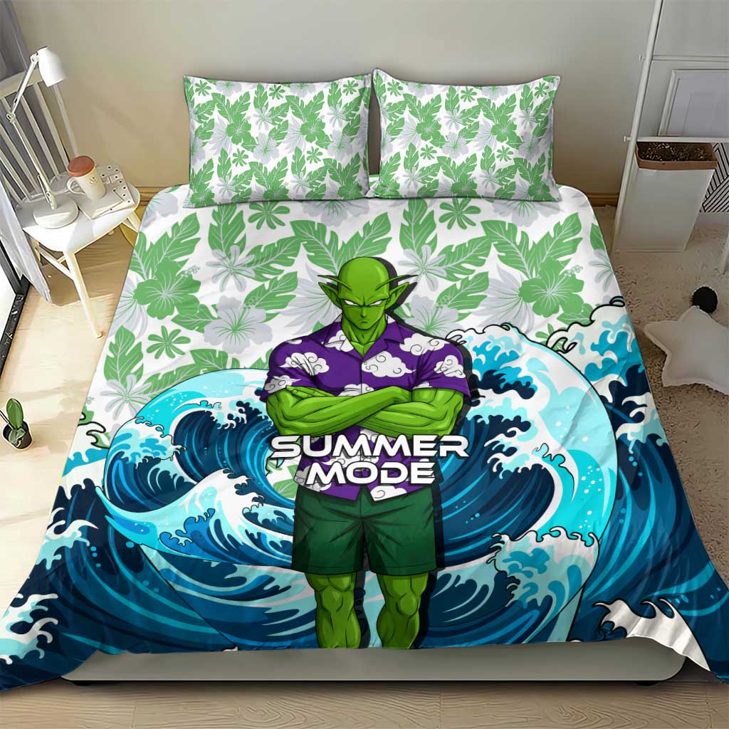 Piccolo Dragon Ball Summer Theme Bedding Set with Tropical Shirt Shenron Background and Ocean Wave Design - The Mazicc