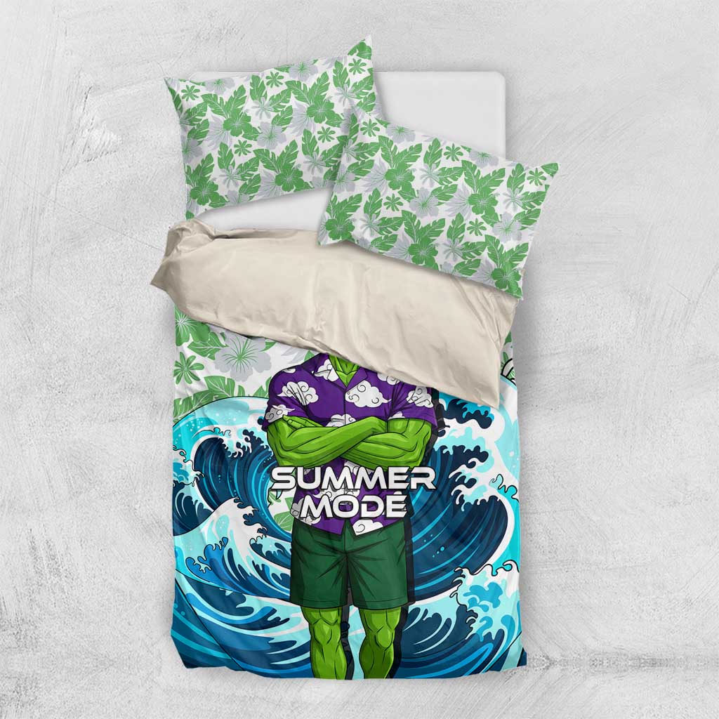 Piccolo Dragon Ball Summer Theme Bedding Set with Tropical Shirt Shenron Background and Ocean Wave Design - The Mazicc