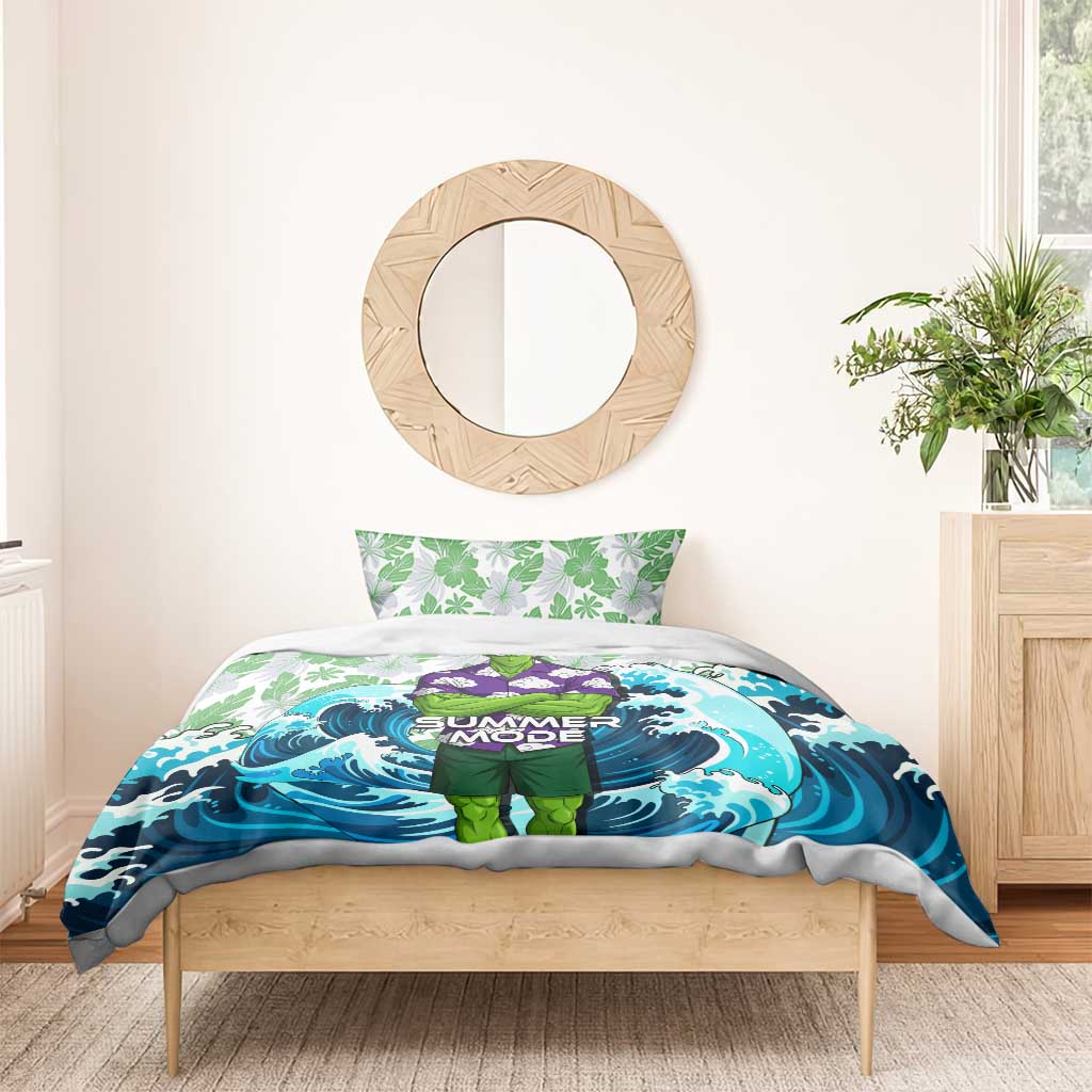 Piccolo Dragon Ball Summer Theme Bedding Set with Tropical Shirt Shenron Background and Ocean Wave Design - The Mazicc