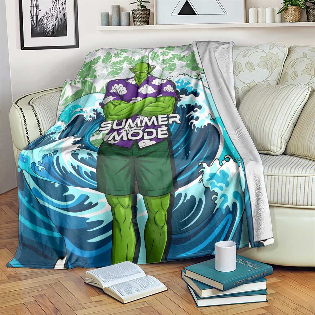 Piccolo Dragon Ball Summer Theme Blanket with Tropical Shirt Shenron Background and Ocean Wave Design - The Mazicc