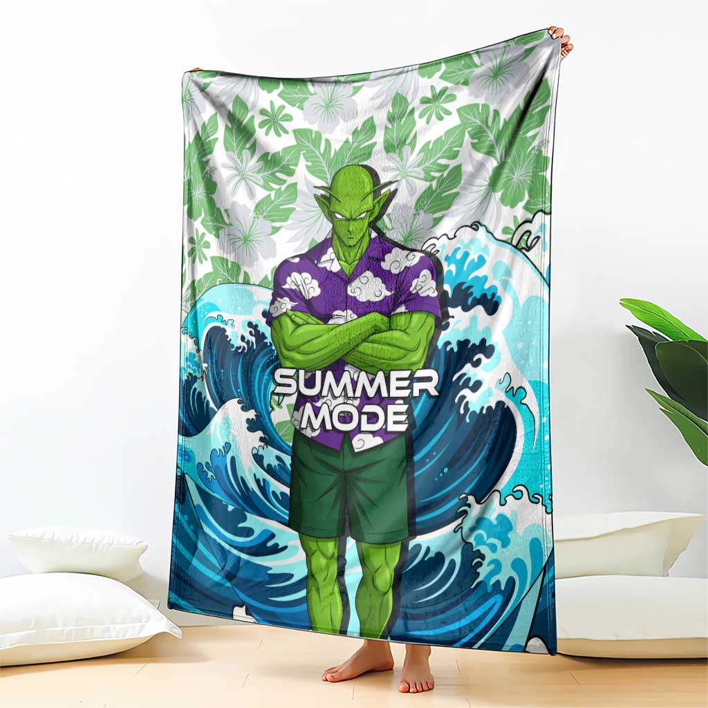 Piccolo Dragon Ball Summer Theme Blanket with Tropical Shirt Shenron Background and Ocean Wave Design - The Mazicc