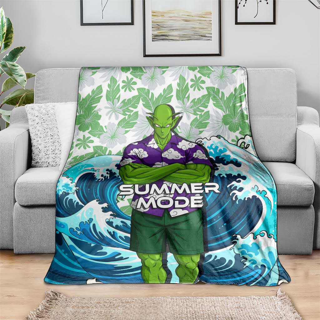 Piccolo Dragon Ball Summer Theme Blanket with Tropical Shirt Shenron Background and Ocean Wave Design - The Mazicc
