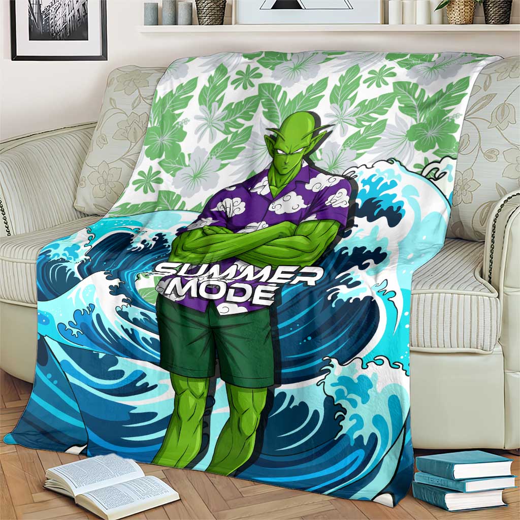 Piccolo Dragon Ball Summer Theme Blanket with Tropical Shirt Shenron Background and Ocean Wave Design - The Mazicc
