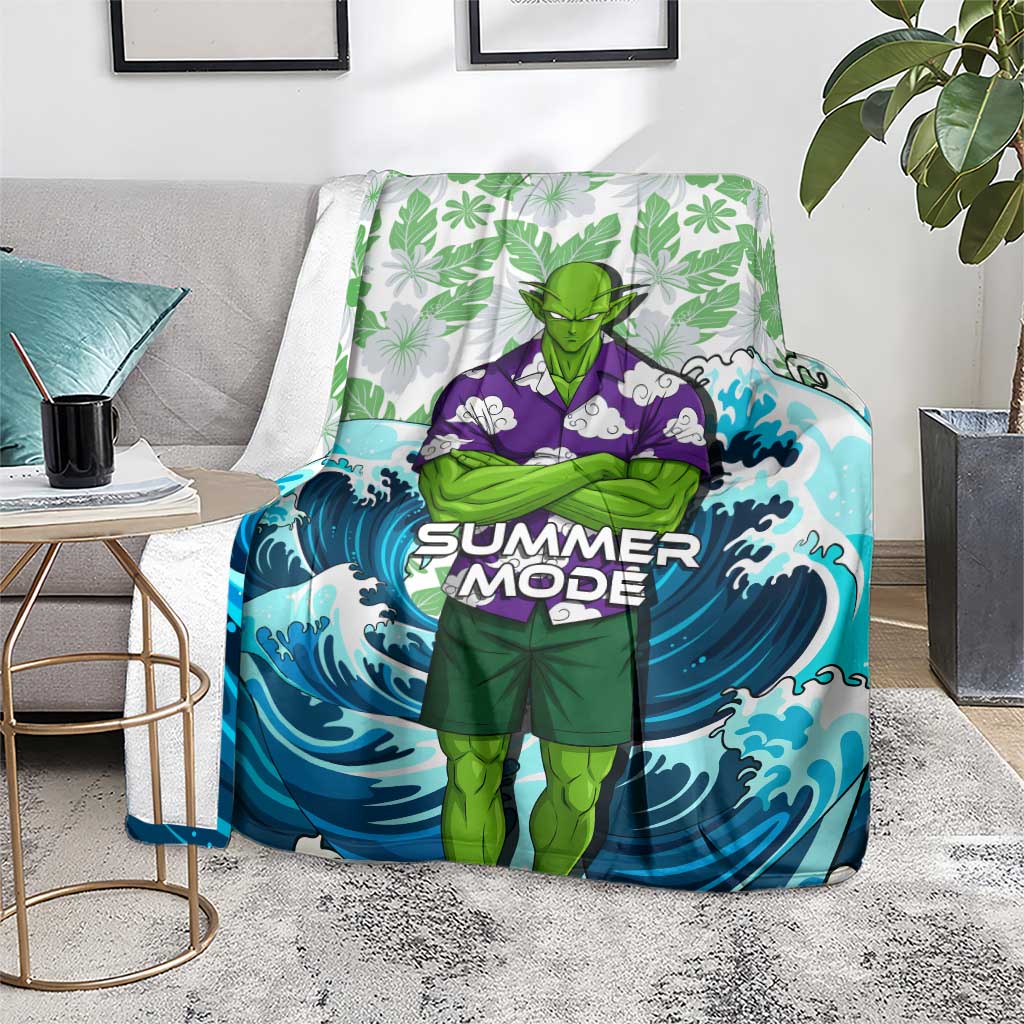 Piccolo Dragon Ball Summer Theme Blanket with Tropical Shirt Shenron Background and Ocean Wave Design - The Mazicc