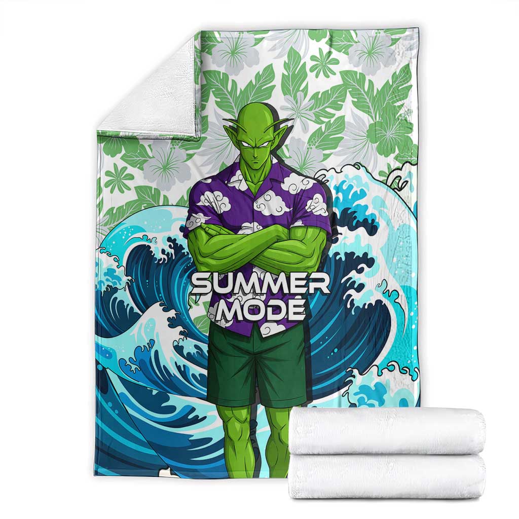 Piccolo Dragon Ball Summer Theme Blanket with Tropical Shirt Shenron Background and Ocean Wave Design - The Mazicc