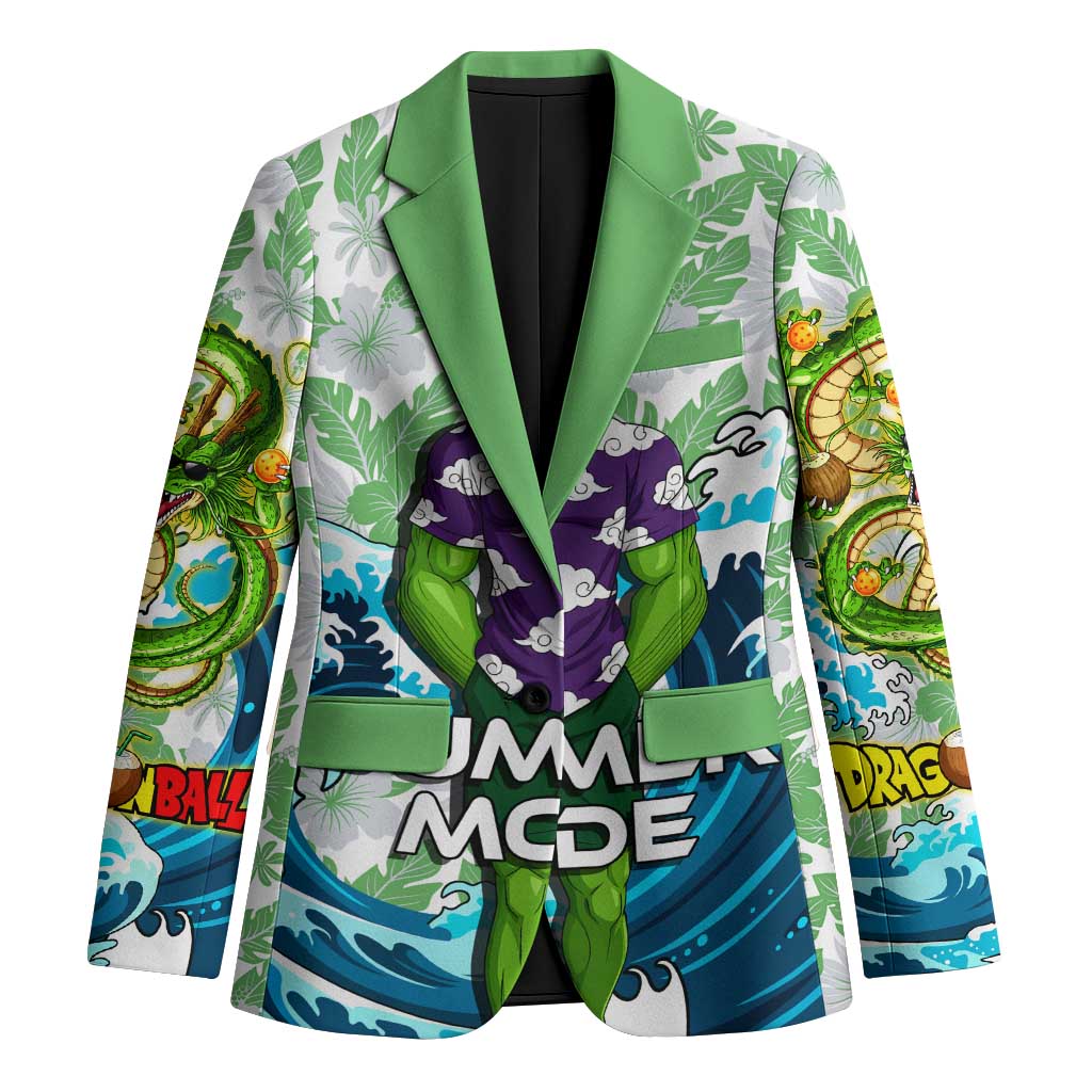 Piccolo Dragon Ball Summer Theme Blazer with Tropical Shirt Shenron Background and Ocean Wave Design - The Mazicc