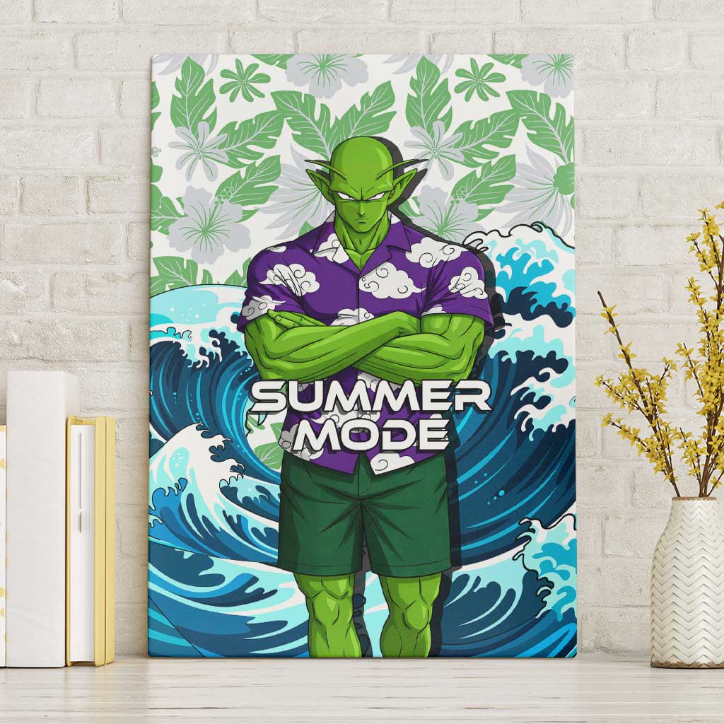 Piccolo Dragon Ball Summer Theme Canvas Wall Art with Tropical Shirt Shenron Background and Ocean Wave Design - The Mazicc